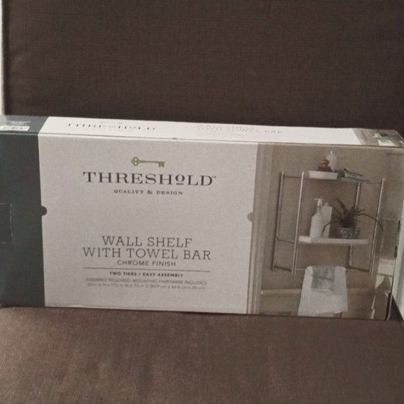 Threshold Wall Shelf with Towel Bar Chrome Finish - Picture 4 of 7